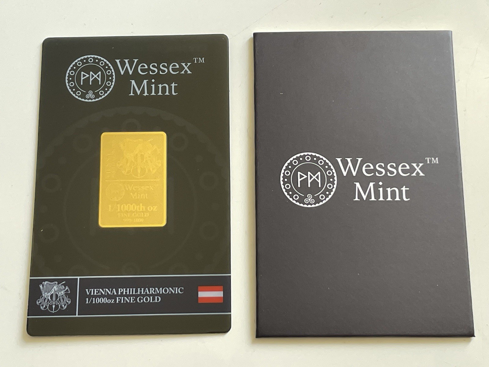 1/1000 oz Vienna Philharmonic -Wessex Mint 999/1000 24K Pure Gold Bar Sealed