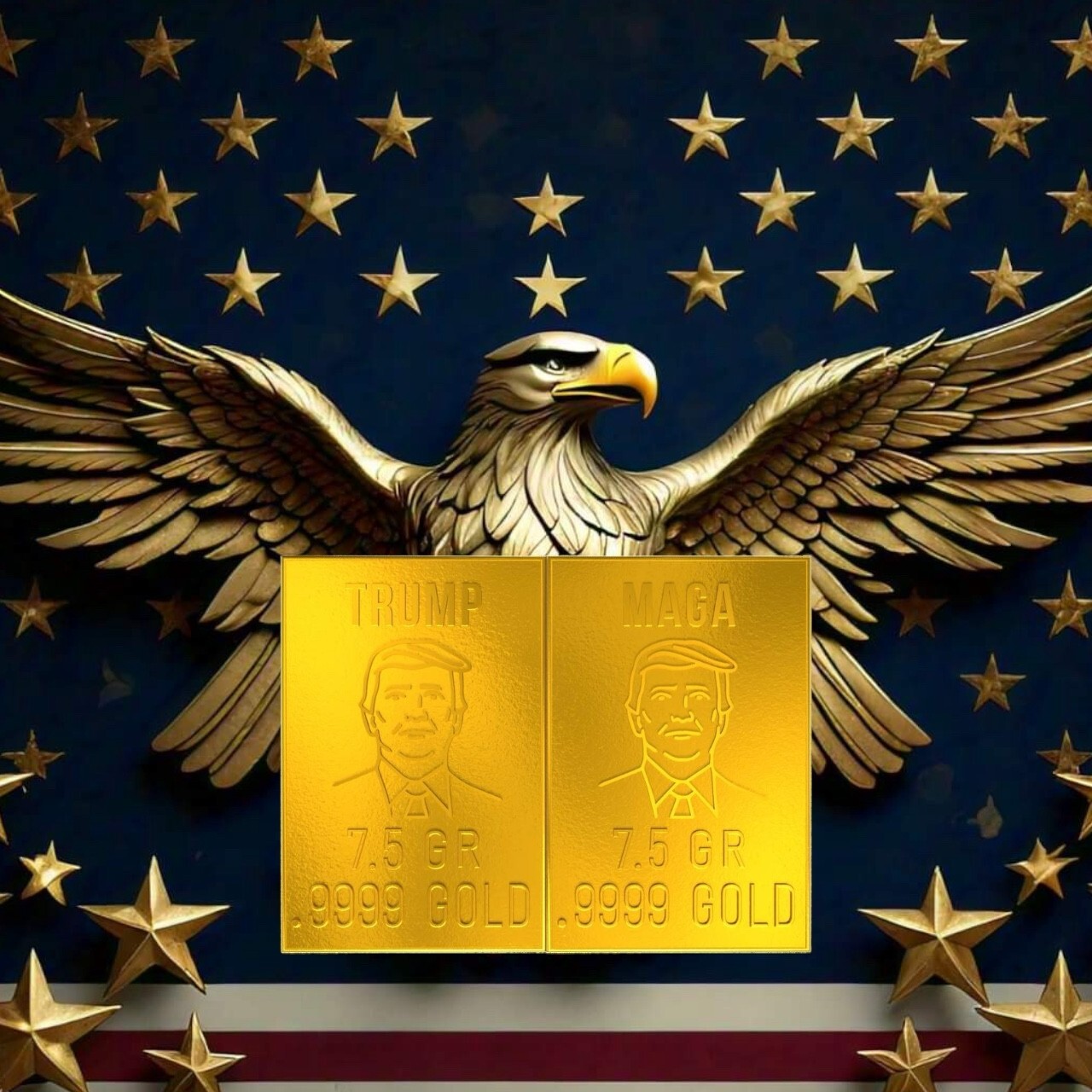 New Release Trump MAGA Gold Bar 1 Gram Splits Into 7.5 Grains Each Limited Mint