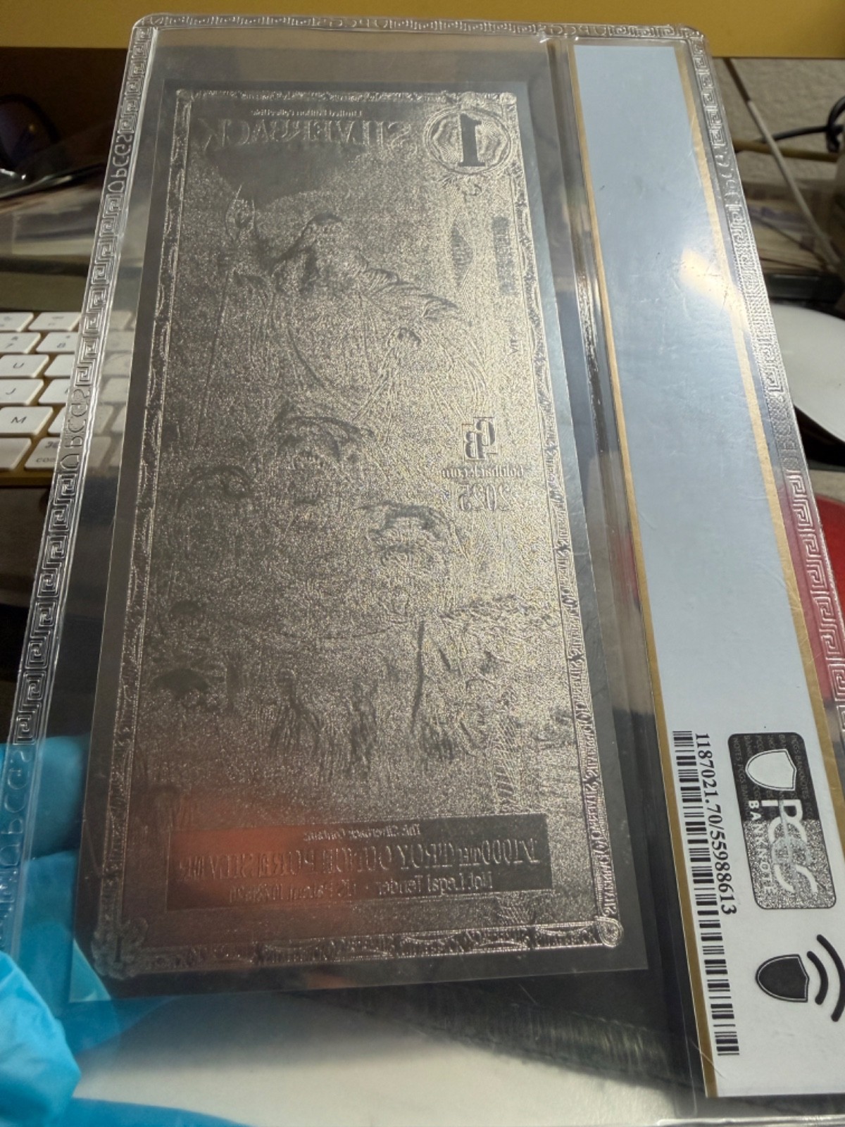 PCGS Silverback Hades Olympus, .999 PURE Silver 1/1000 Troy oz., Purple GEM #33