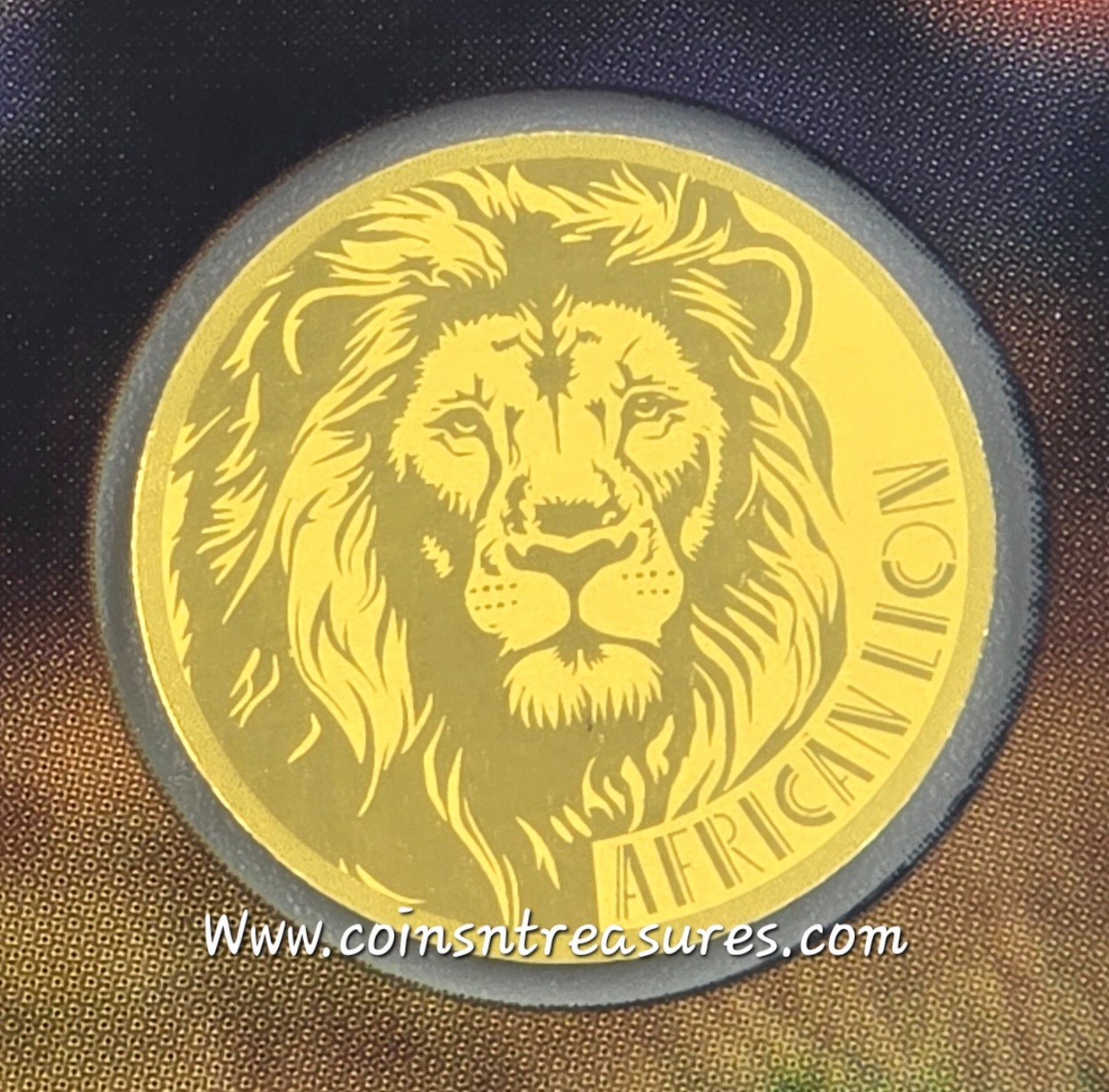 AFRICAN LION 1/1000 Oz Gold 999 Coin in Card