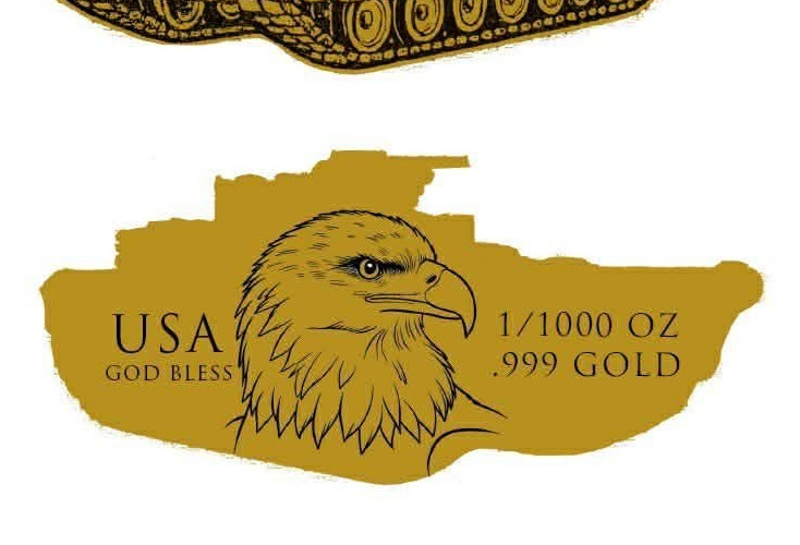 2026 U.S. Army Tank Shaped 1/1000 oz Gold Coin in Card (9,999 Mintage)