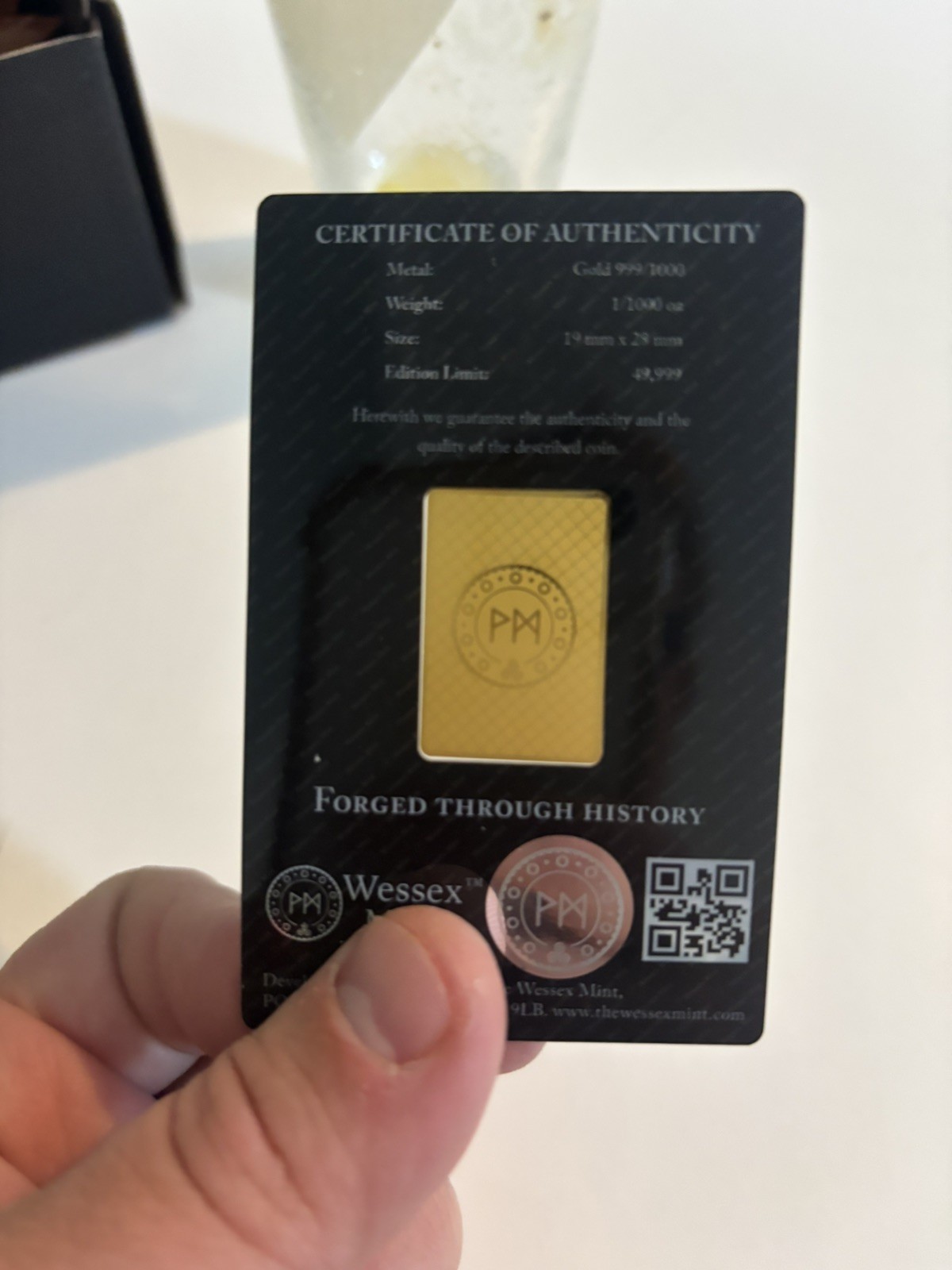 New Wessex Mint 1/1000th oz 0.0311g Libertad Gold Bullion Bar
