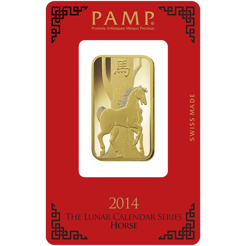 1oz Gold Bar Pamp Swiss Lunar Calendar Series Horse *Rare*