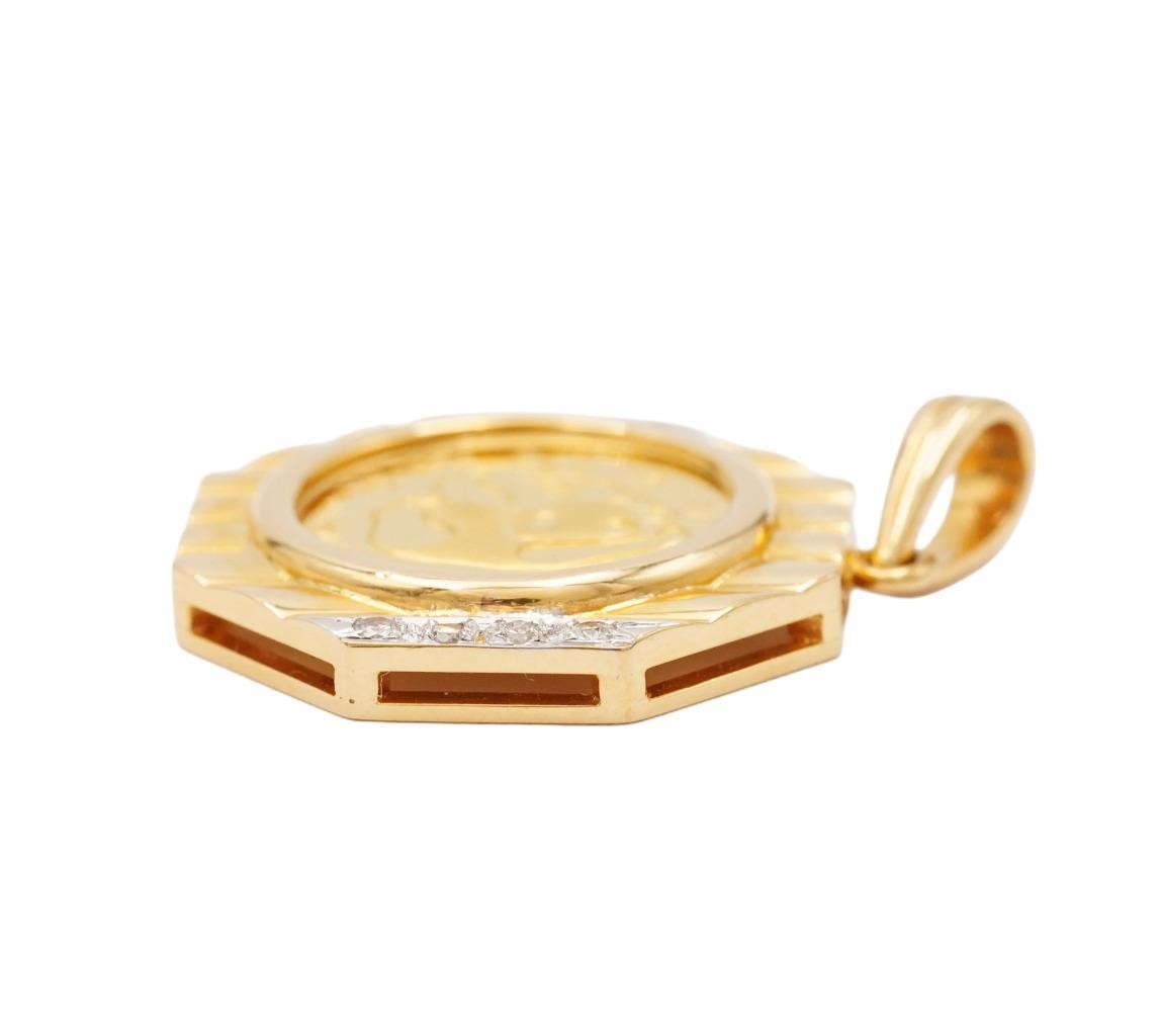 1985 China 1/20 Gold Panda .999 Pure 5 Yuan Gold Coin with 18K Diamond Bezel