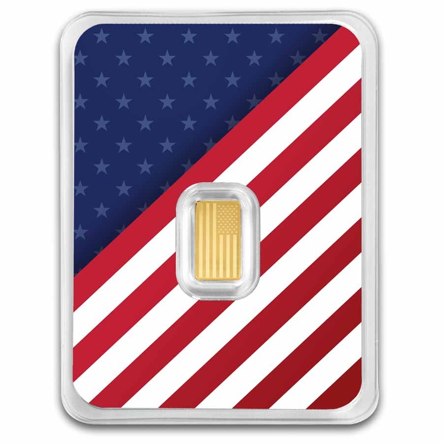 1/2 gram Gold Bar – United States Flag & Statue of Liberty