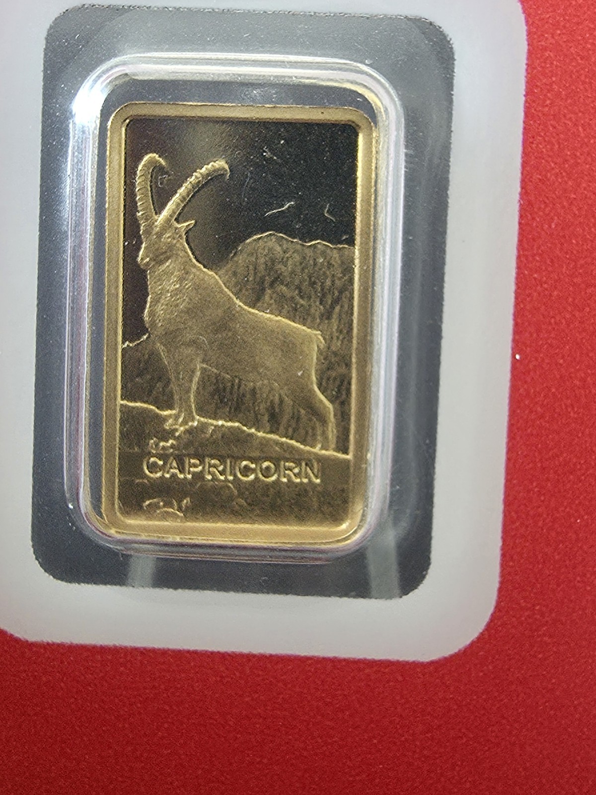 1 Gram Gold Bar Pamp Suisse Capricorn, 5000 Mintage Number 3132, 999.9 Pure Gold