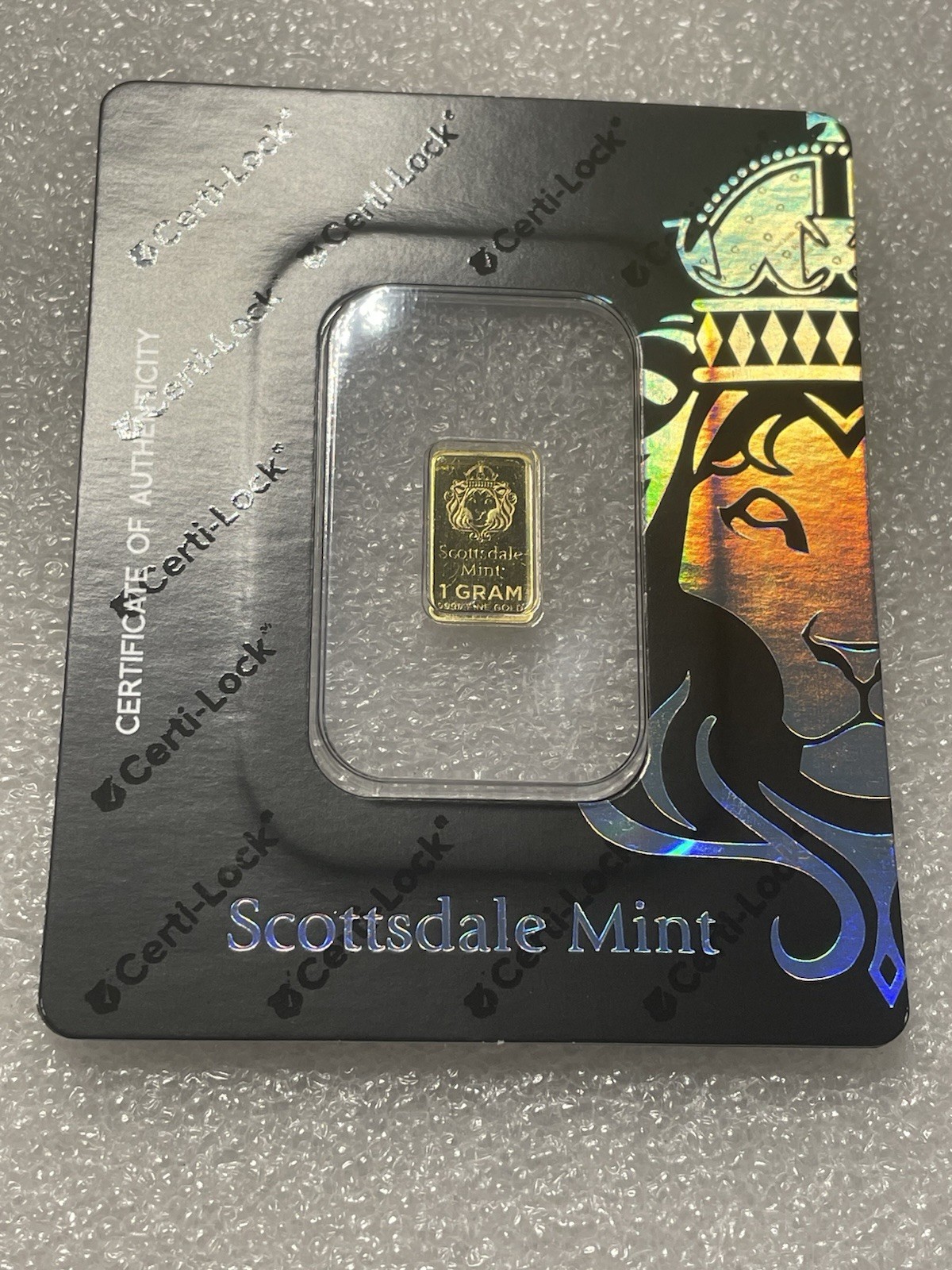 1 Gram Scottsdale Mint .9999 Fine Gold Bar Sealed in Certi-Lock®- Cool Serial #!