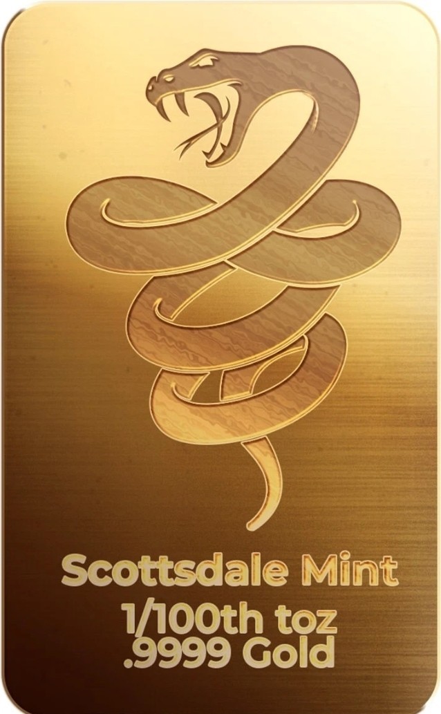 2025Lunar Year of the Snake 1/100 Oz .9999 Gold Bar in Card 167/888 Low Mintage