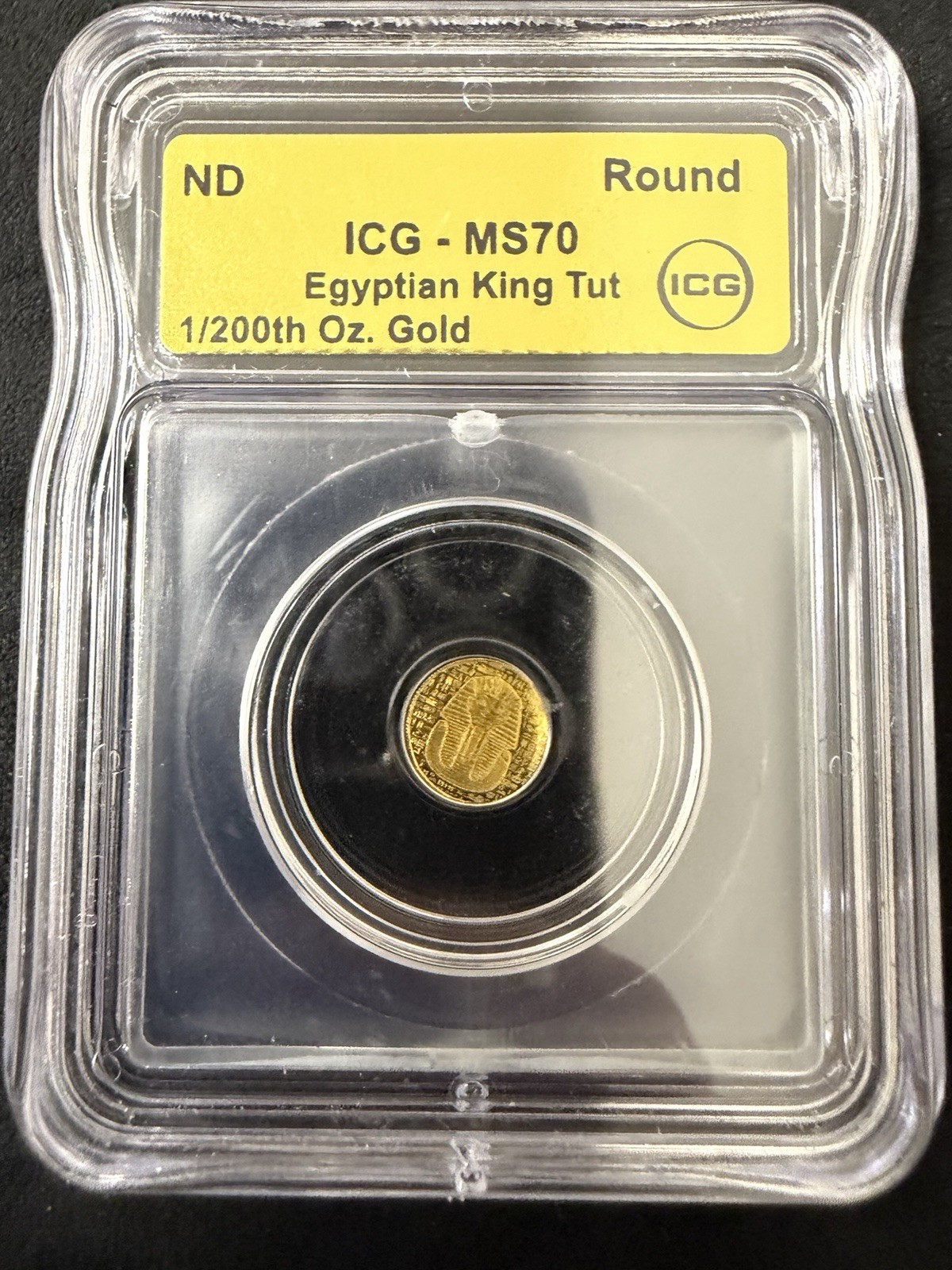 ICG MS70 Egyptian King Tut Gold Round Coin 1/200 oz Total Precious Metal Content