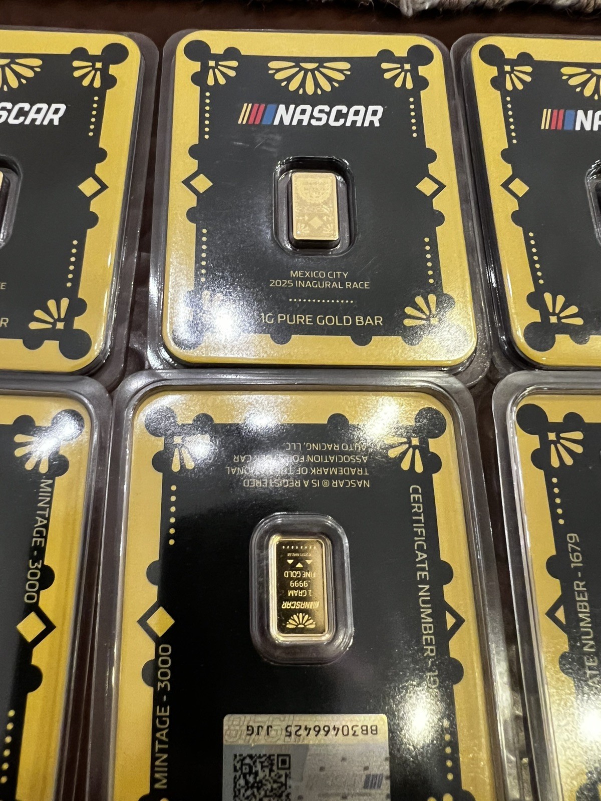 NASCAR 24k 1 gram Gold Bar .9999 Pure Mexico International Cup Certified Bullion