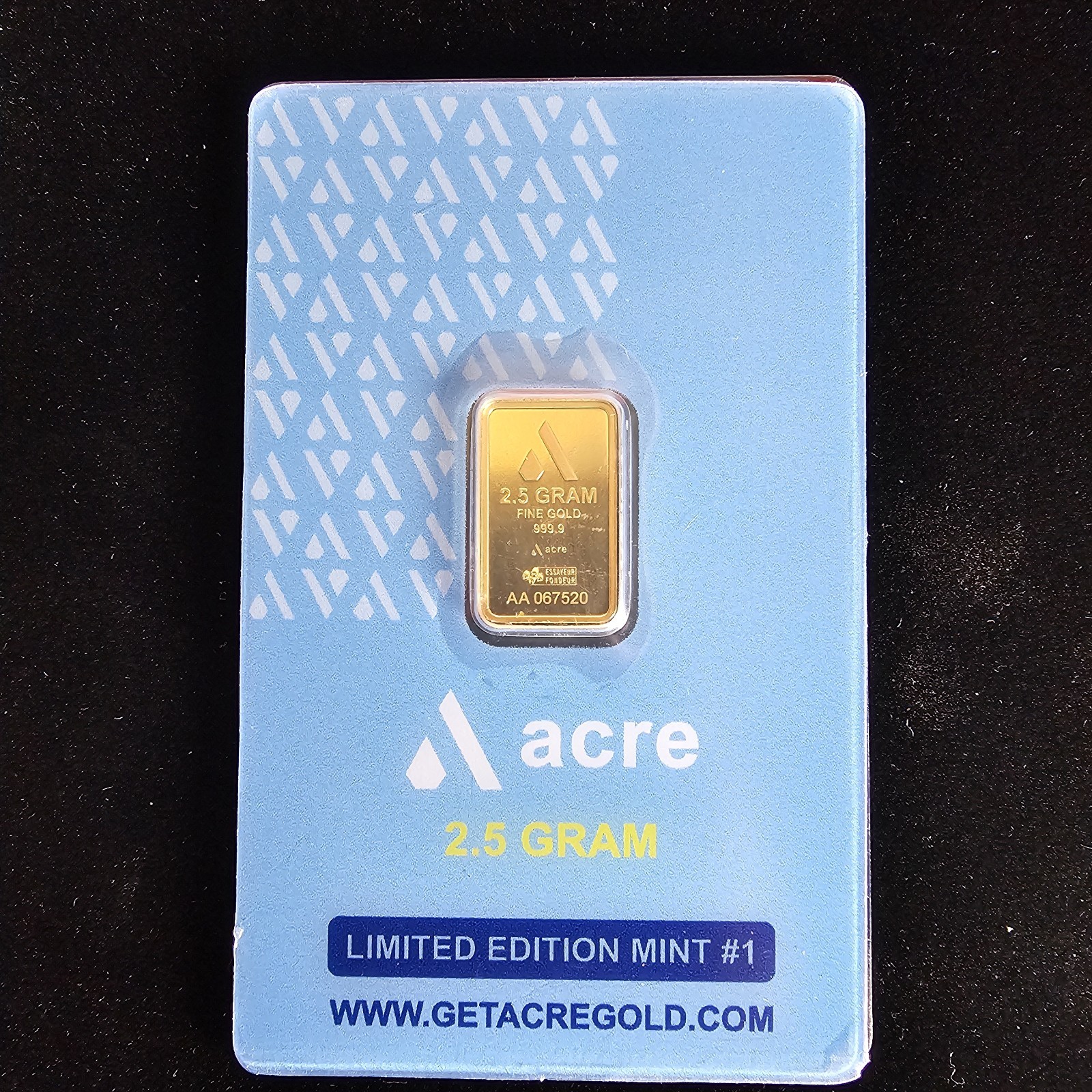 2.5g Gold Bar Acre Mint .9999 Fine Sealed Assay Bullion