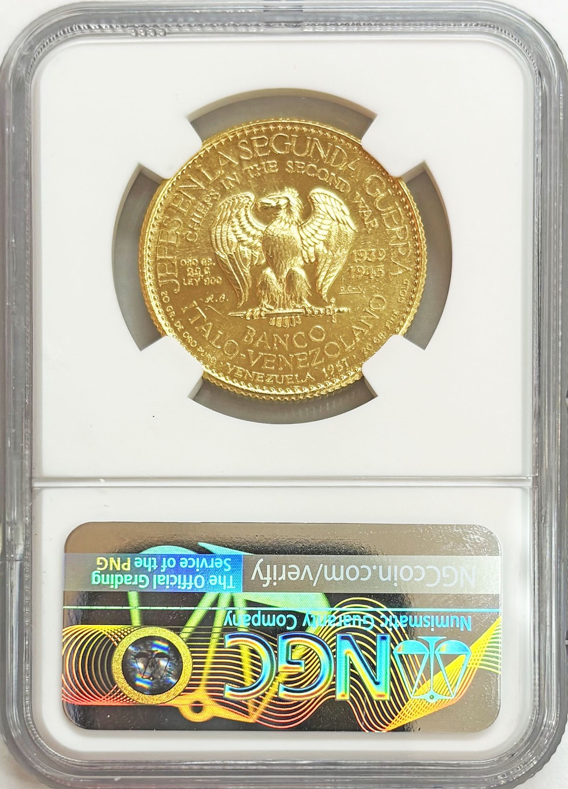 1957 GOLD FRANCE CHIEF MARSHAL PETAIN WWII 22.2 GRAMS VENEZUELA COIN NGC MS 66