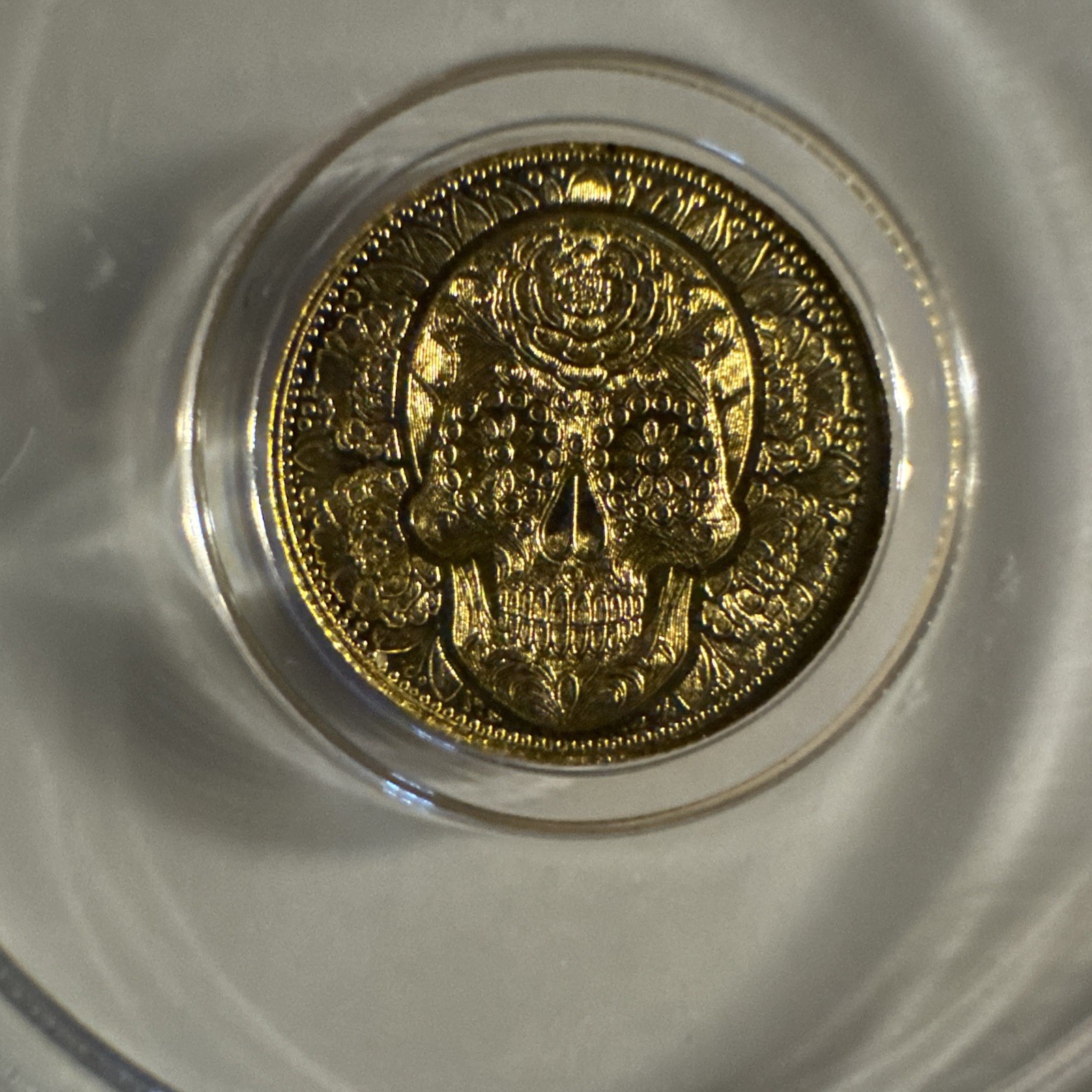 1/200th oz .9999 Fine GOLD Skull Dia De Los Muertos FRACTIONAL GOLD