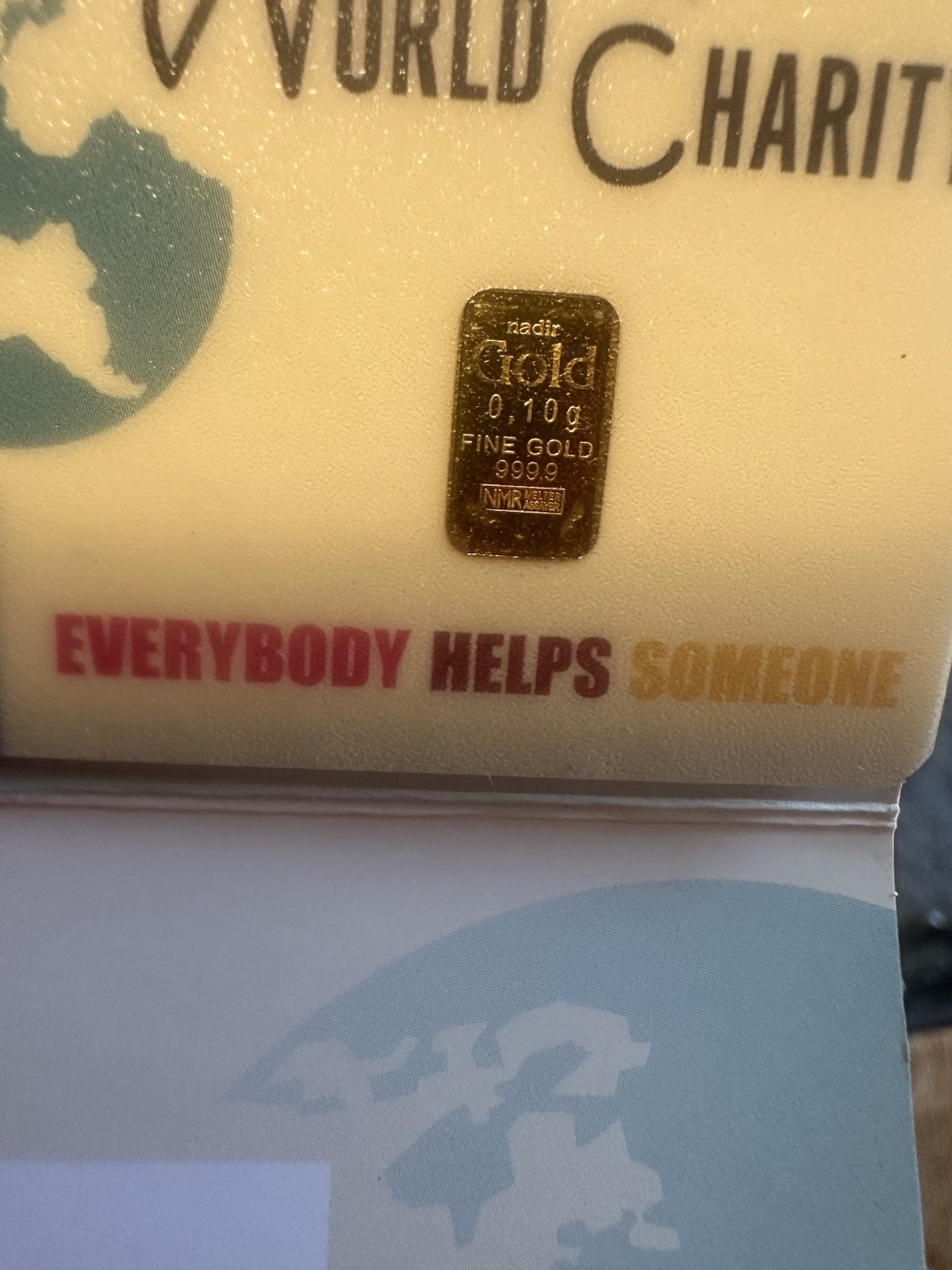 .1g Gold Bar In World Of Charity Card