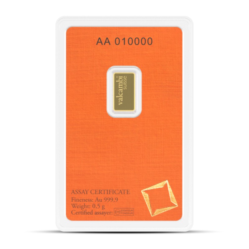 1/2 Gram Valcambi Gold Bar