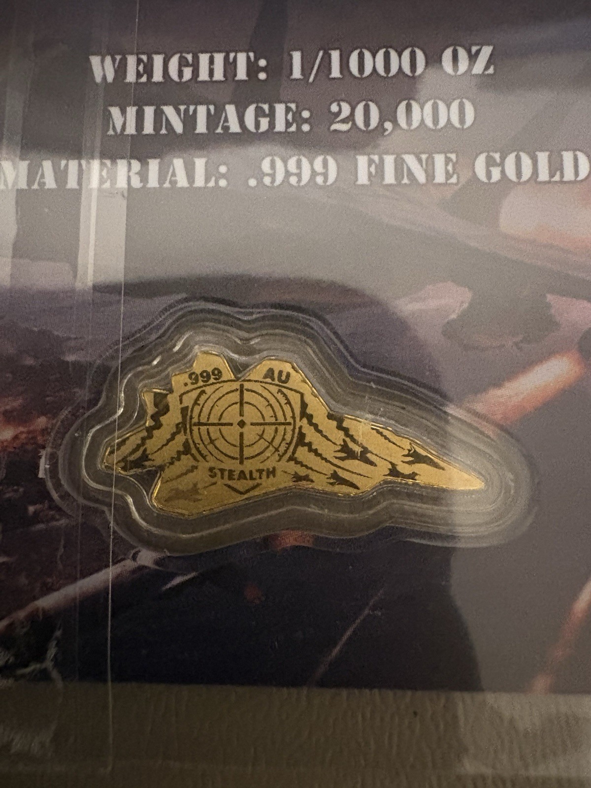 1/1000th ‘Fighter jet’ Gold Card With COA