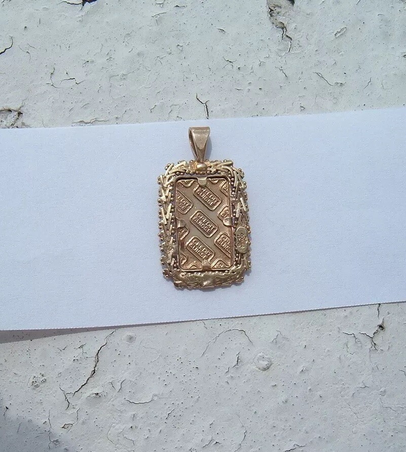 1 GRAM CREDIT SUISSE 999.9 GOLD BAR & 10K STAMPED MEXICO BEZEL PENDANT 3.2 GRAM