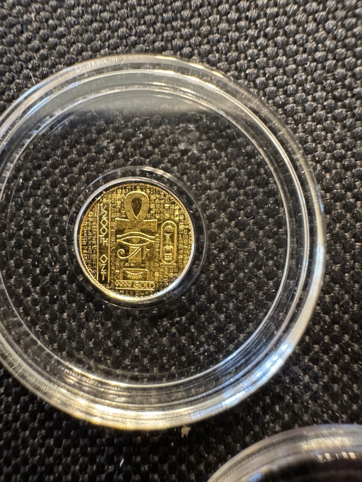 Lot of 3 • 1/200 oz .9999 Fine Gold Rounds •Eye of Horus & Ankh •Egypt Design BU