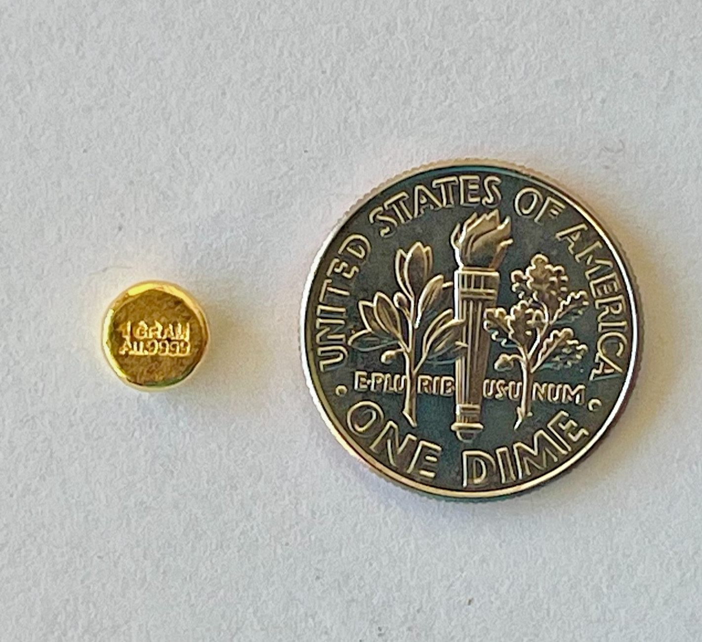1 gram GOLD bar .9999 hand poured bar + 1g .999 silver bar