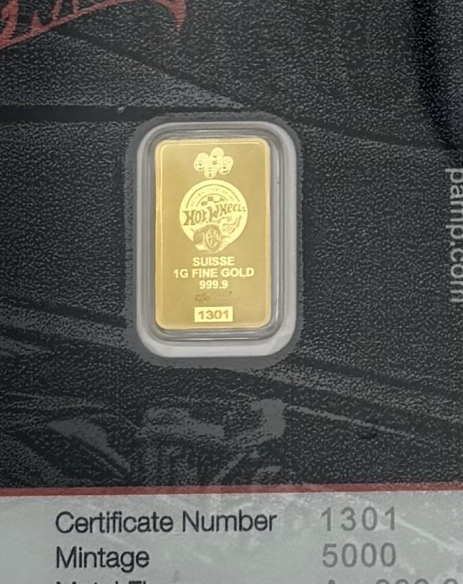 PAMP Suisse Hot Wheels Race to Win 1 Gram .9999 Fine Gold Bar – 5,000 Mintage