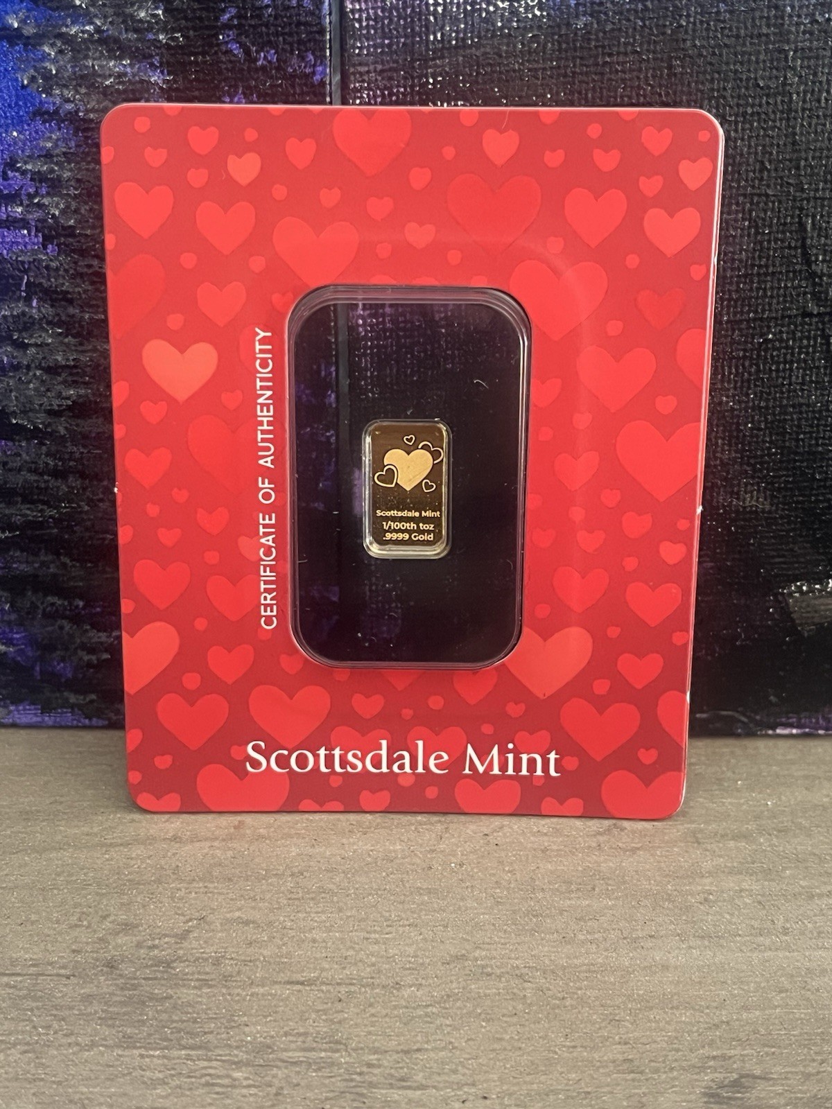 Scottsdale Mint Love Themed 1/100 oz .9999 Gold Bar in Certi-Lock Card