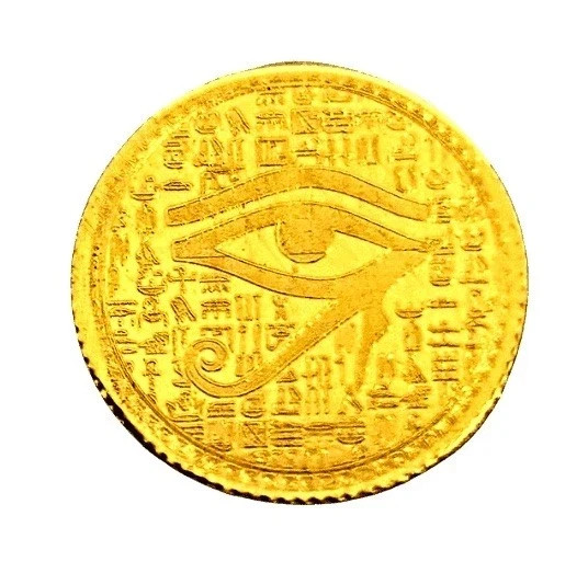 PURE GOLD MONARCH EGYPTIAN EYE OF RA .9999 COIN ROUND IN SEALED CAPSULE BU