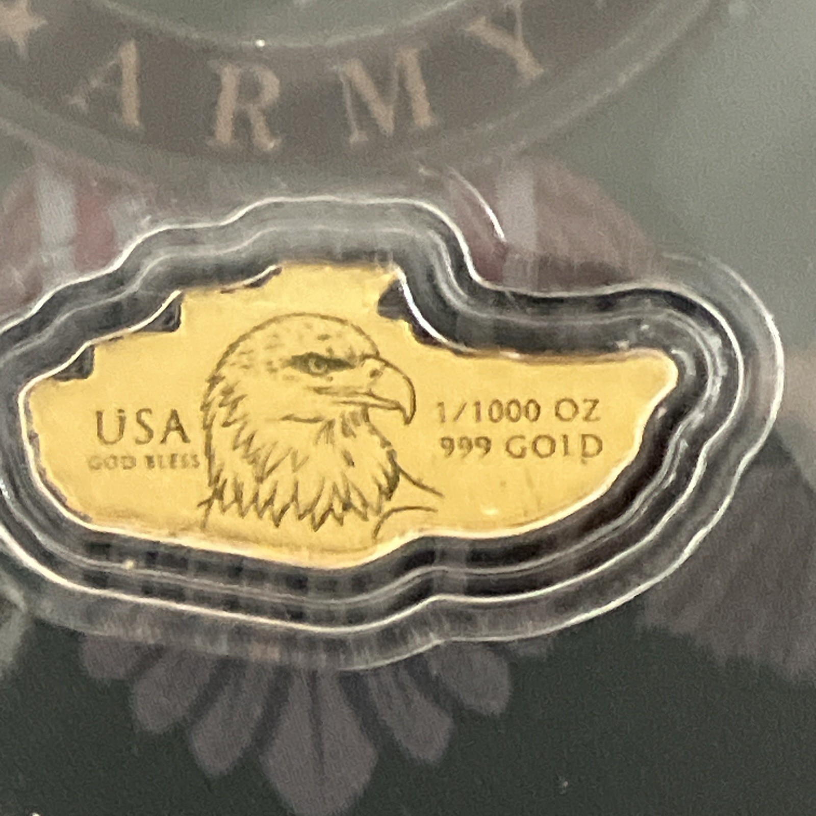 U.S. Army Tank Shaped 1/1000 oz Gold Coin in Card (9,999 Mintage)