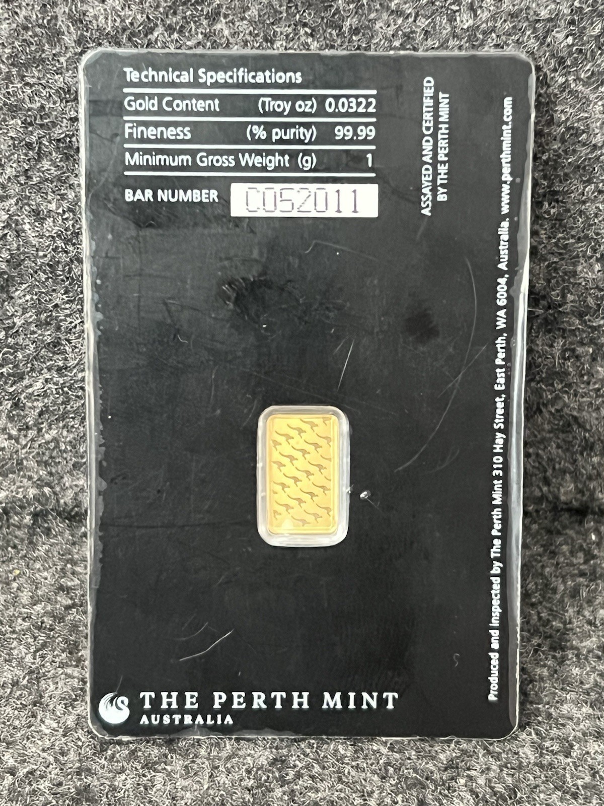 Perth Mint 1gr Gold Bar In New Assay. 9999 Fine Gold