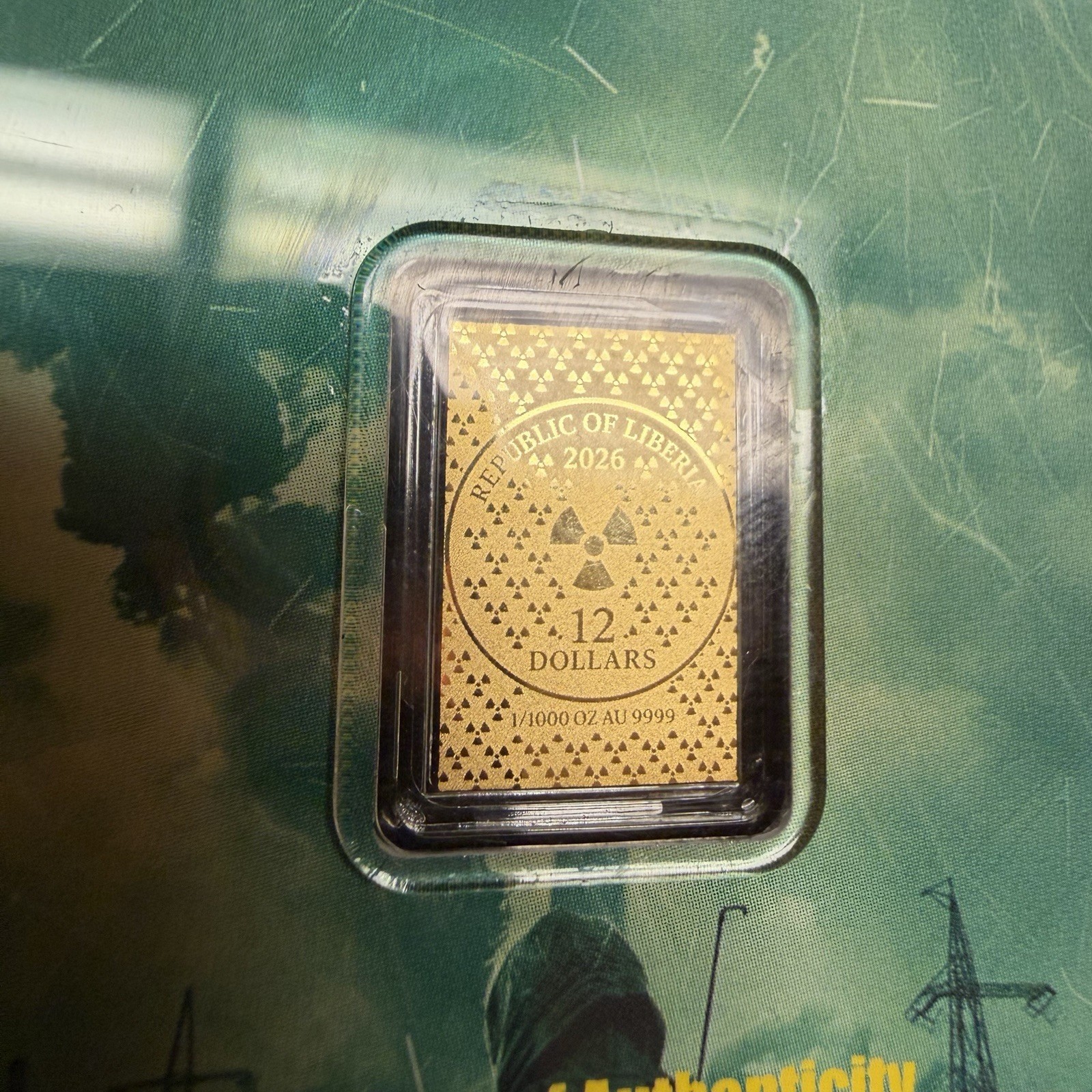 2026 Gold Bar Chernobyl 1986 Radiation Theme in capsule card 1/1000 oz 9999