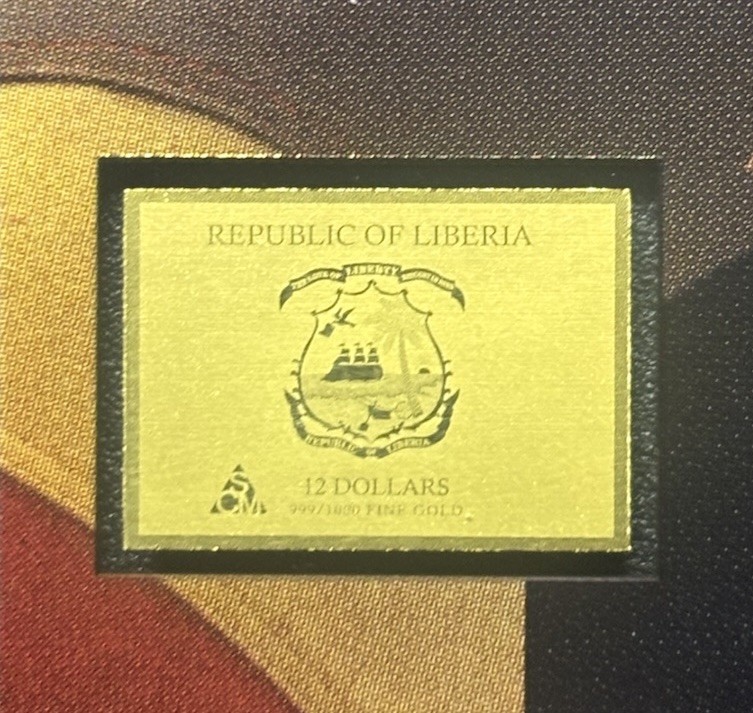 Thomas Jefferson 1/1000 Oz Gold Coin $12 Liberia in Card 50,000 Mintage