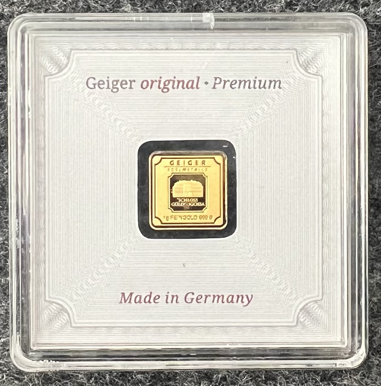 Geiger Original 1 g Gold Bar .9999 Fine In Assay