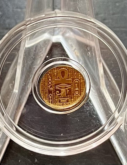 LOT (4)x 1/200th OZT .9999 Fine Gold Egyptian SCARAB and ANKH Encapsulated Round
