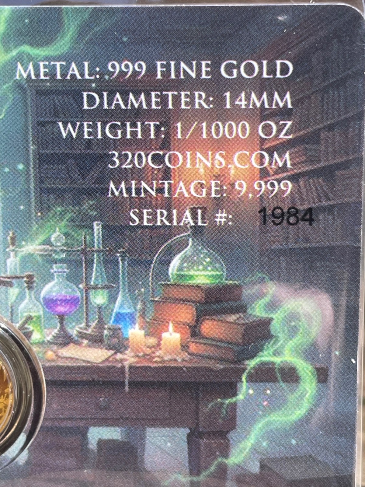 Jekyll & Hyde Gold 1/1000 Oz 999 Fine Round in Card Bullion Limited