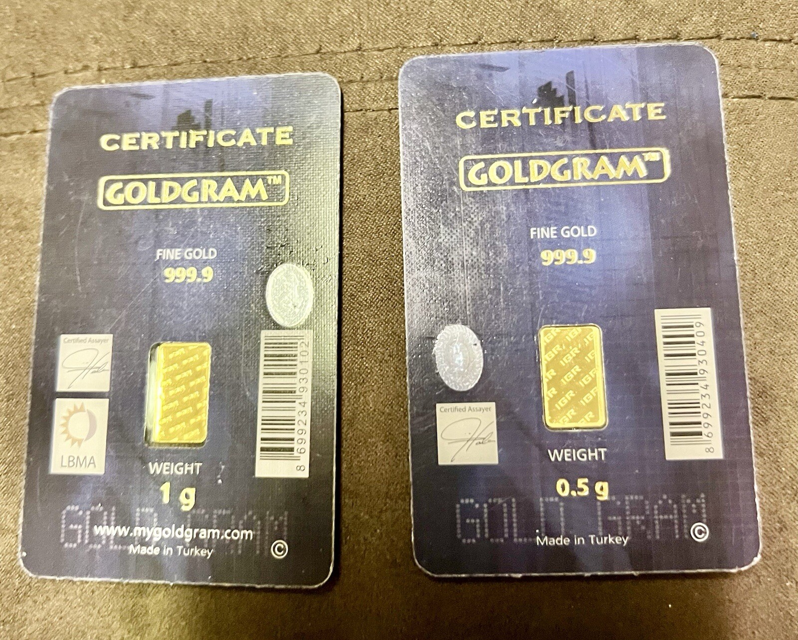 🔥🔥BU GOLD BULLION BARS In Assay 1 & 1/2 gram .9999 Istanbul Gold Refinery