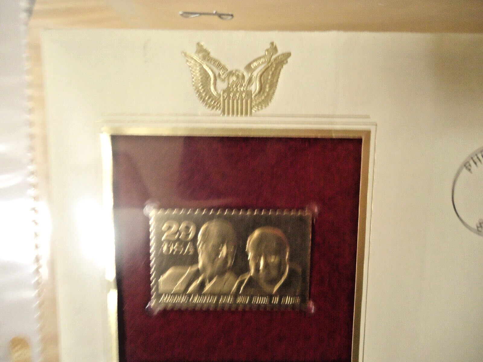 1991 Atlantic Charter 22KT Gold Stamp USPS 1st Day Issue FDR & Churchill Stamp