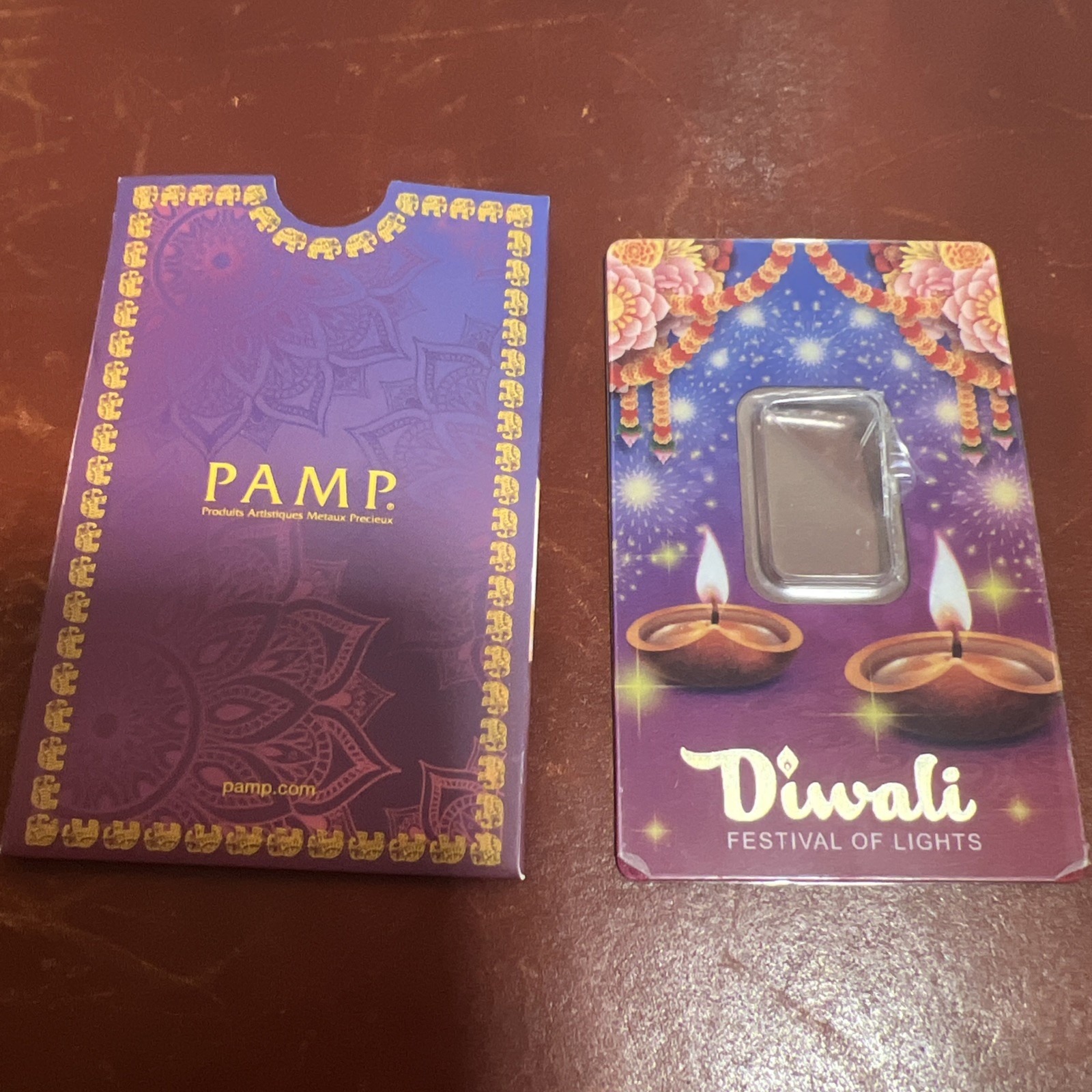 Pamp 5 G 24K Gold Bar Diwali Festival Of Lights & FREE WITH PURCHASE 14K BEZEL!