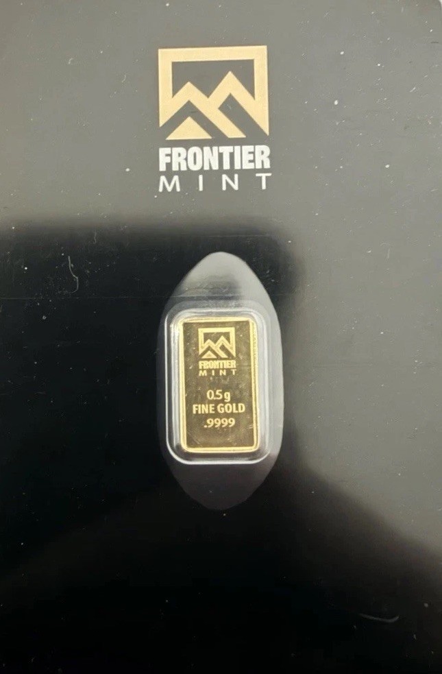 Frontier Mint 0.5g Gold Bar .9999 Fine Gold in Assay Card