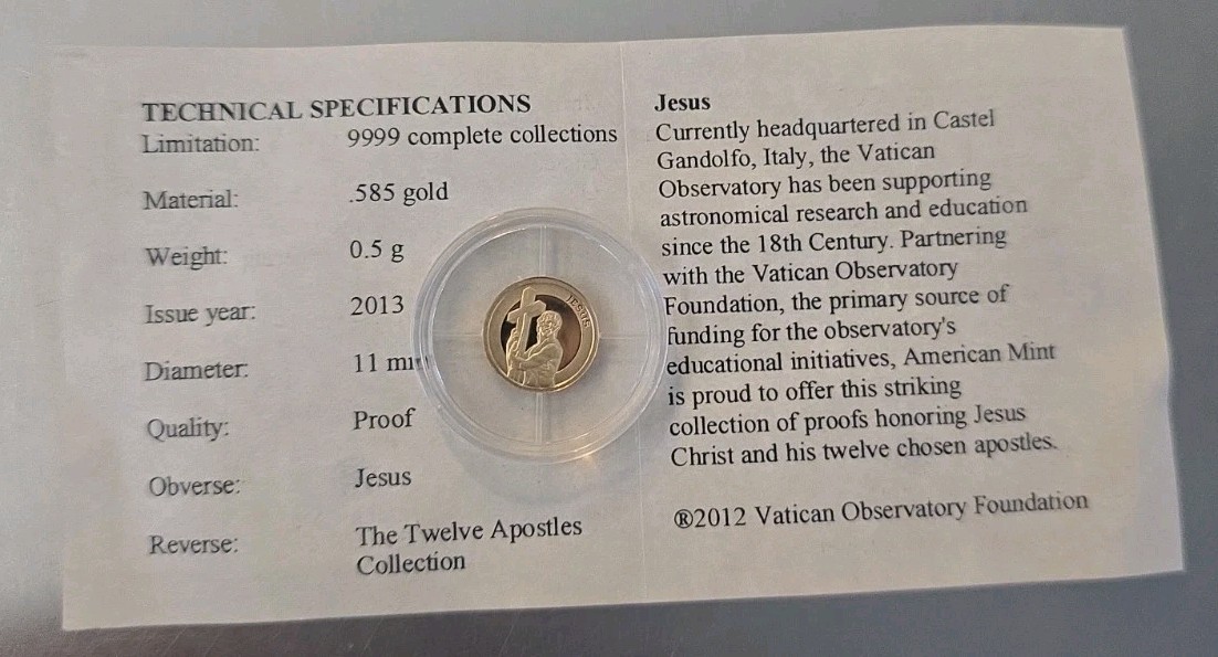 American Mint 0.5 Gram 14K Gold Proof The Twelve Apostles Collection