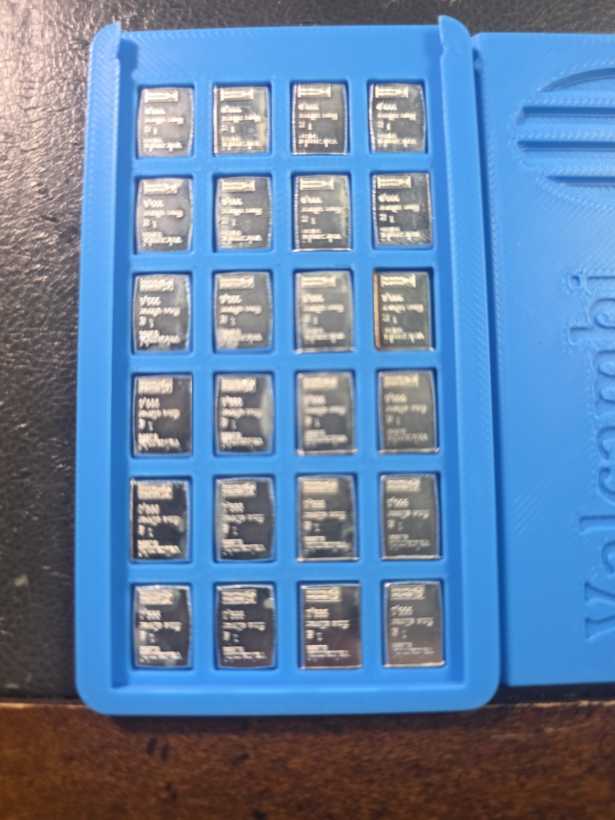 Valcambi Silver 24x 1 g Filled Light Blue wallet 0.9999 Fine 24 g Total
