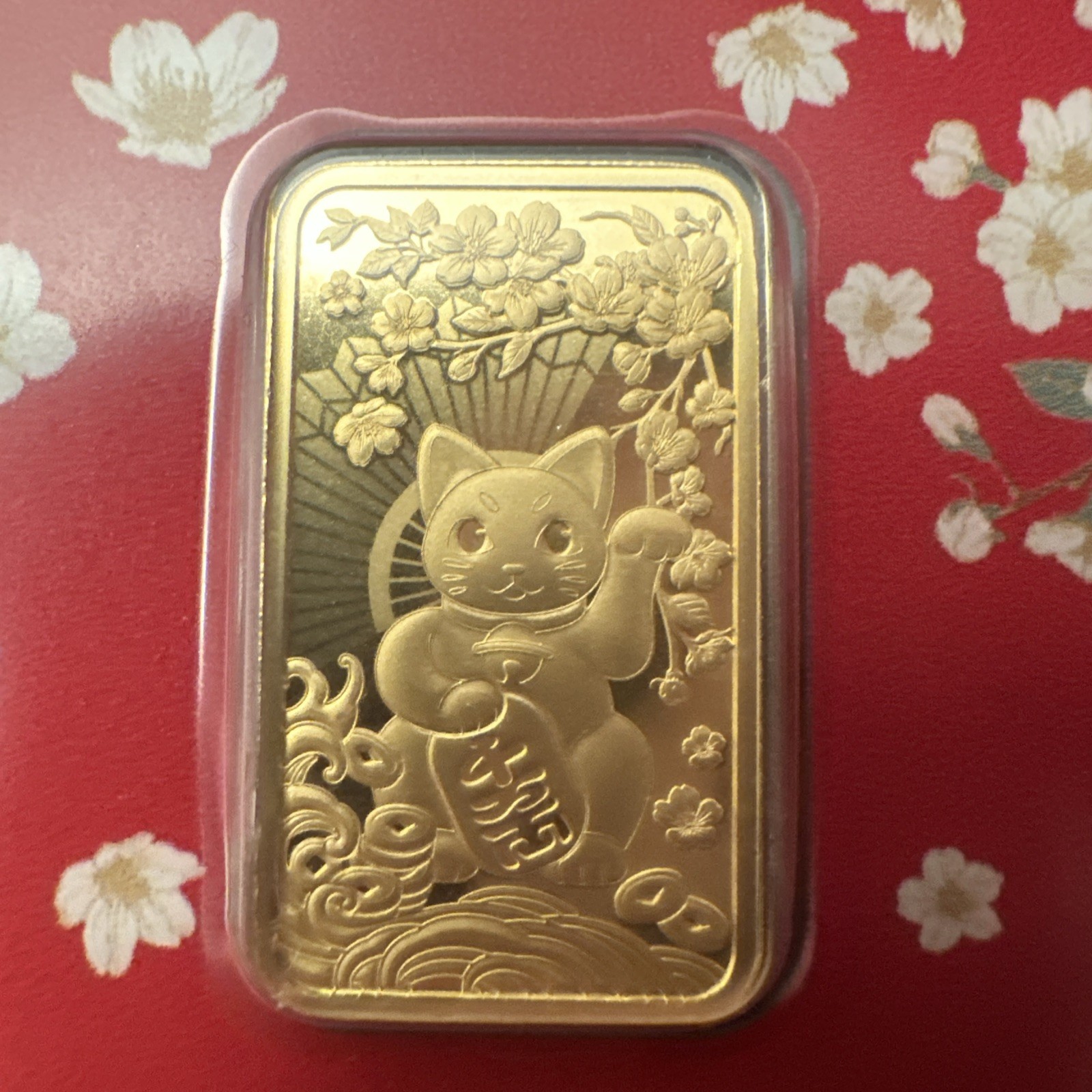1/2 oz Gold Bar PAMP Good Luck Maneki Neko (New In Assay)