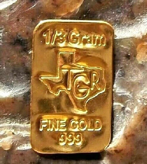 1 / 3 gram Gold Bar – TGR TEXAS – 999.9 Fine in Assay