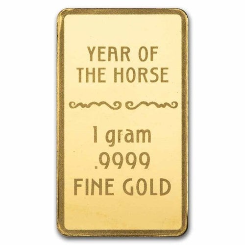 LUNAR Year of the HORSE 2026 Swiss 1 Gram .9999 Pure 24karat GOLD Bullion Bar