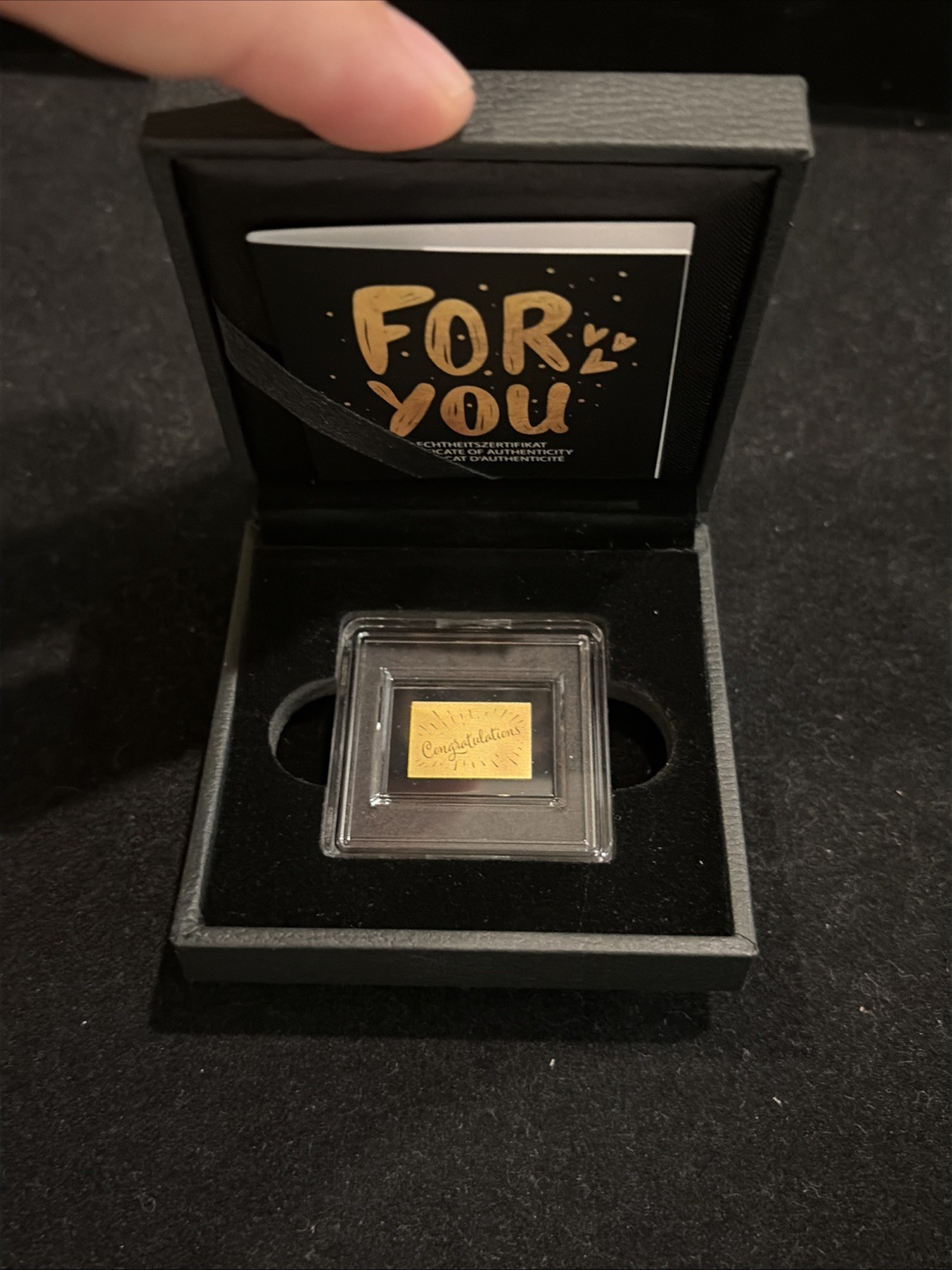 1/1000oz CONGRATULATIONS Gold Bar from Republic of Chad – .999 Fine Gold
