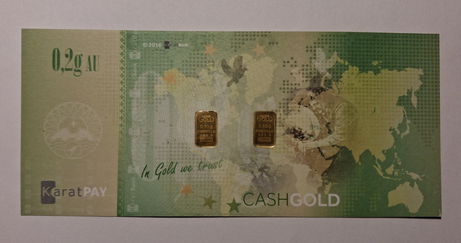 3 – NADIR KARATBARS .2 GRAM .9999 GOLD BILLS CASHGOLD KARATPAY 6 – 1/10 G BARS