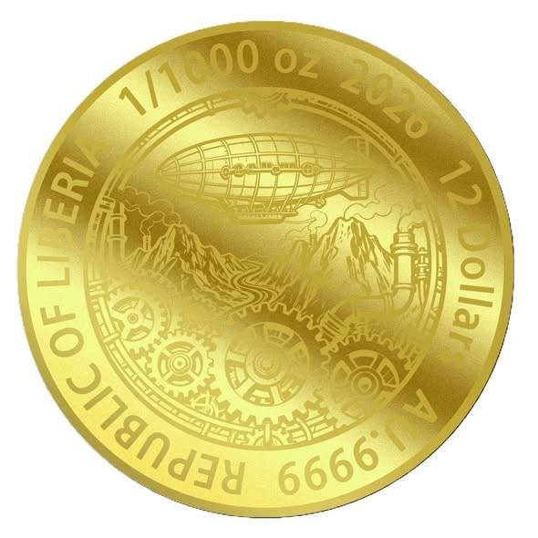 2026 Liberia Steampunk Origin 1/1000oz 9999 Gold Coin in Themed Card