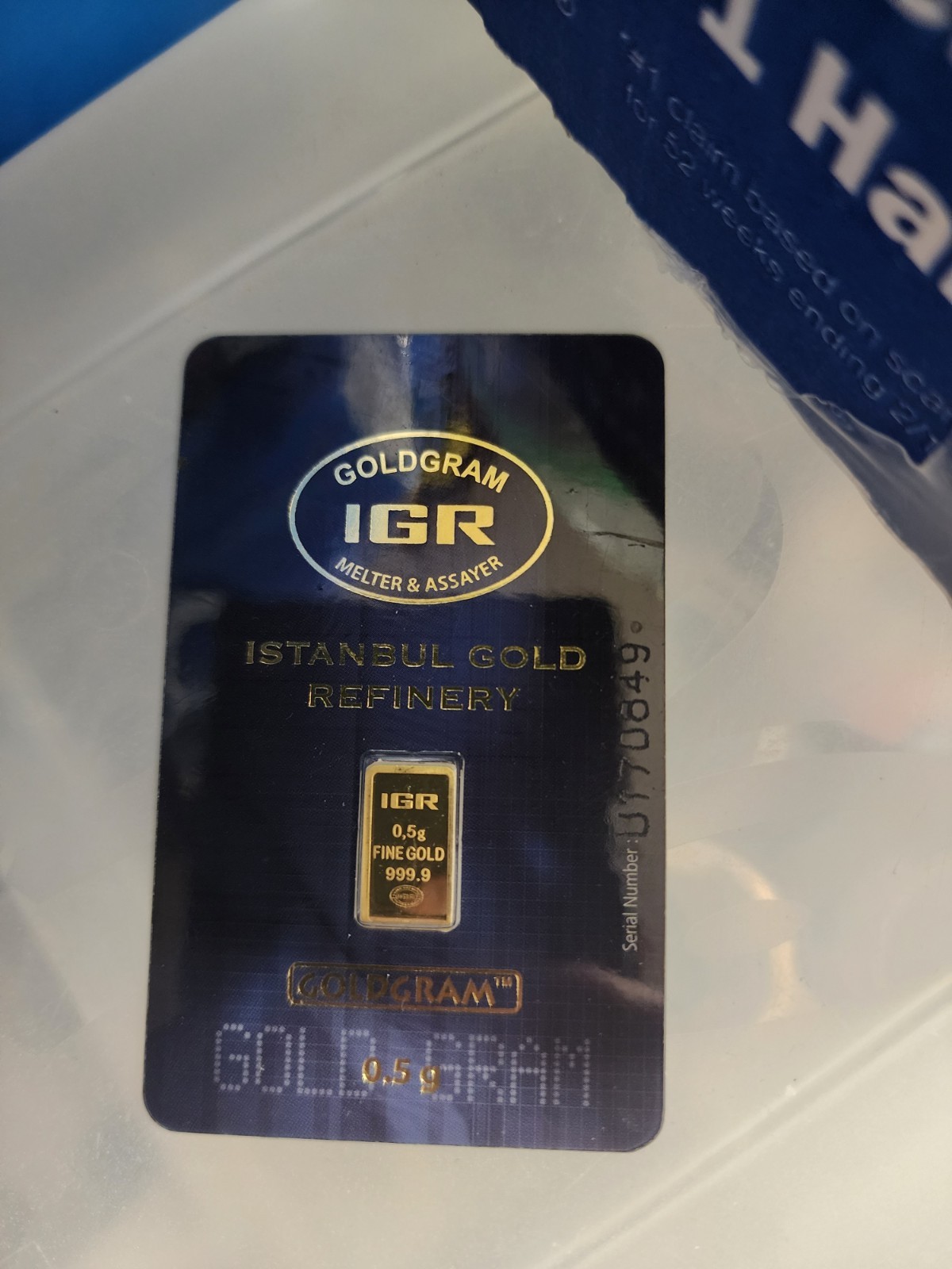 IGR Gold .5g Half Gram Bar 999.9 Fine Sealed in Certified Assay Card