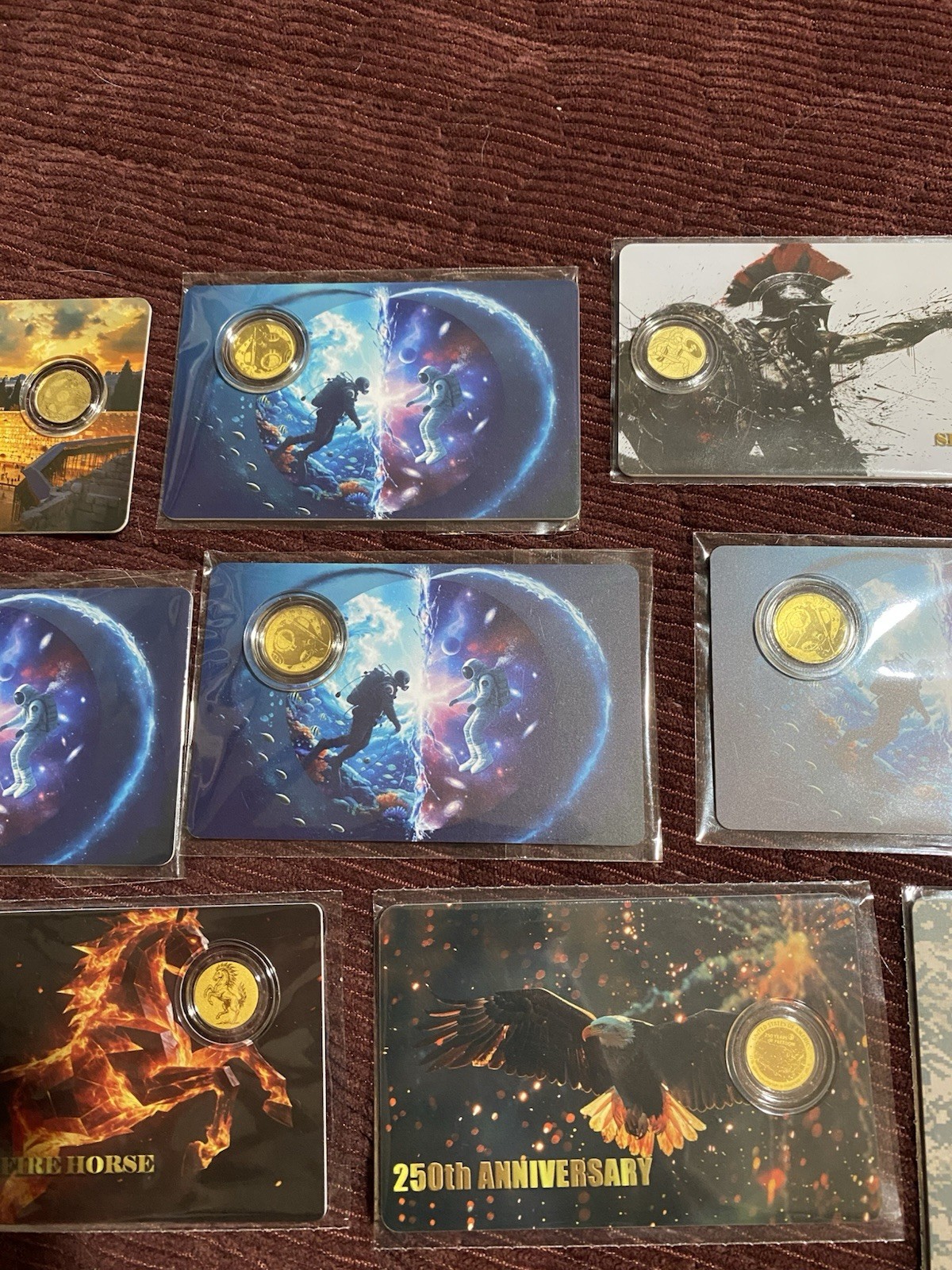 Bundle Lot Of (10) 1/1000th Oz Gold Cards W/ Different Designs