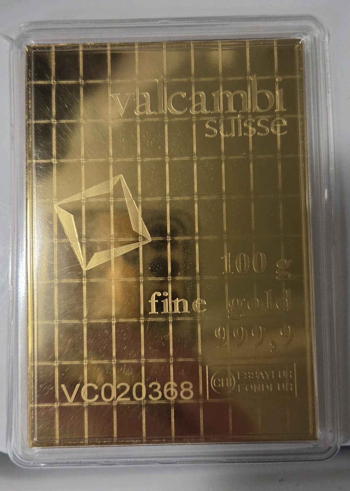 100 X 1 gram Gold CombiBar™ Valcambi Suisse .9999 Fine Gold ( In Assay Card )