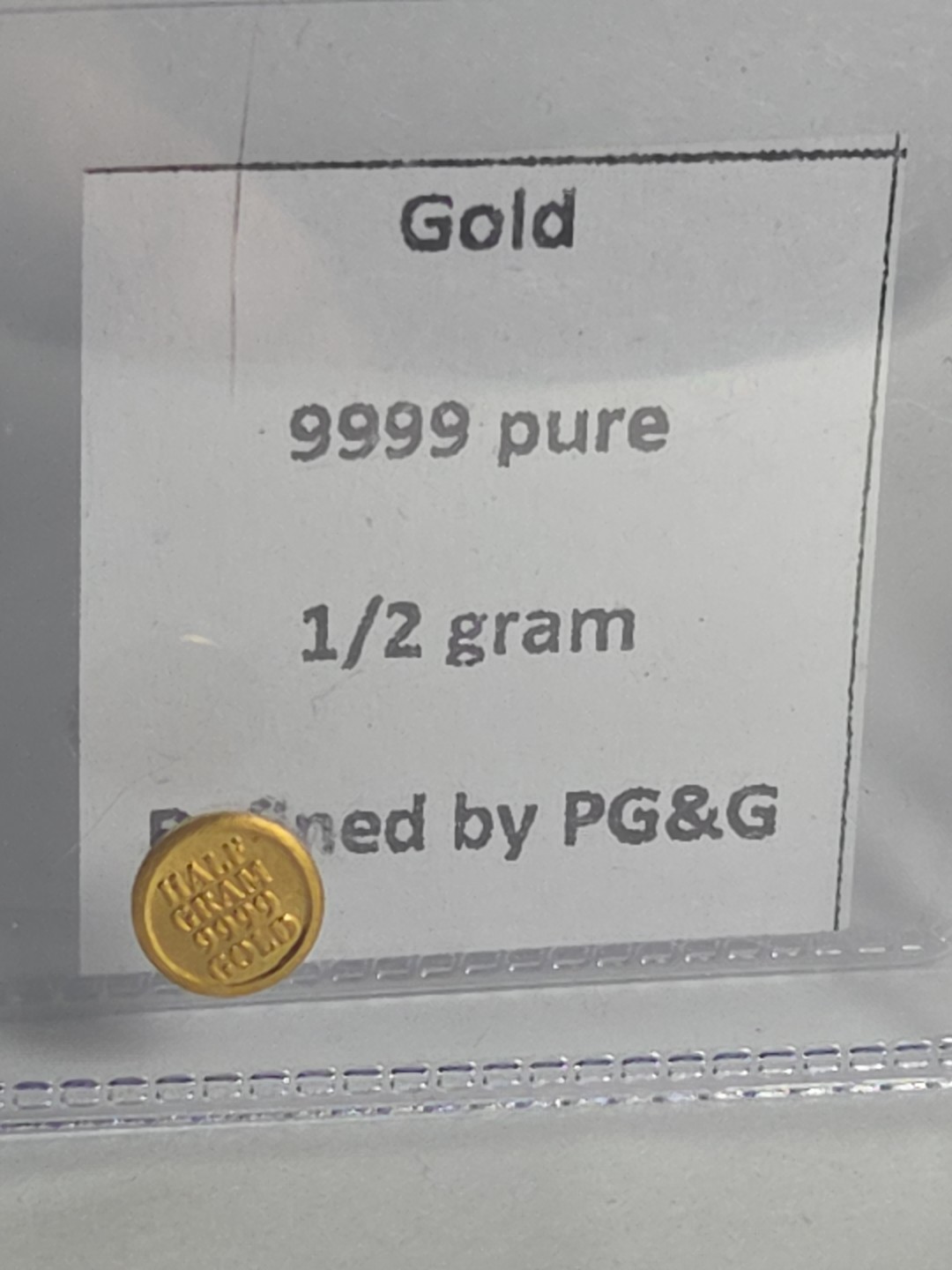 (2) 0.5 Gram PG & G 1/2 Gram .9999 Pure Gold Mini Rounds #652