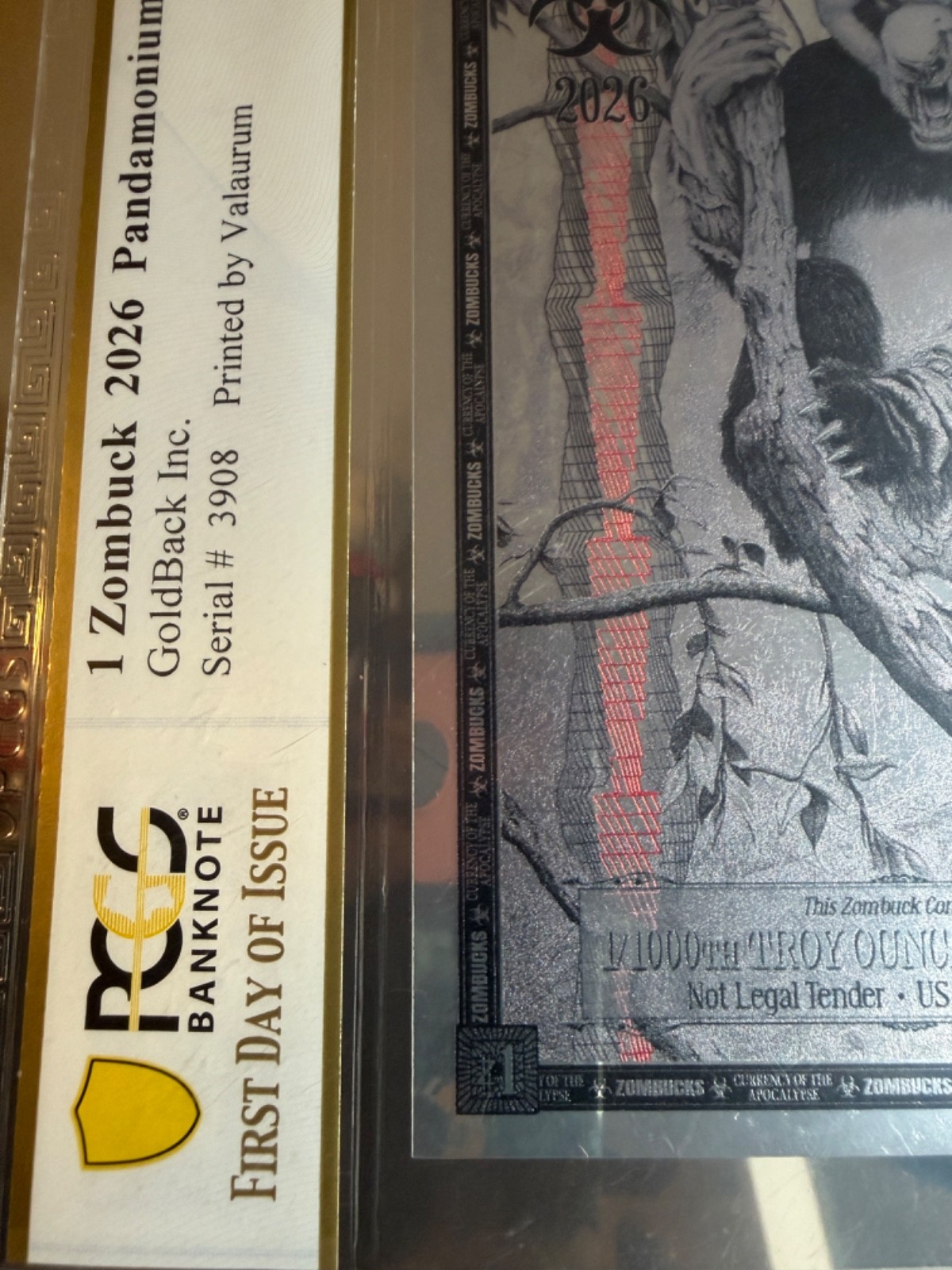 PCGS ZomBucks 70 GEM UNC .999 PURE SilverBack 1/1000 Troy oz. 1st ed. PANDA 2026